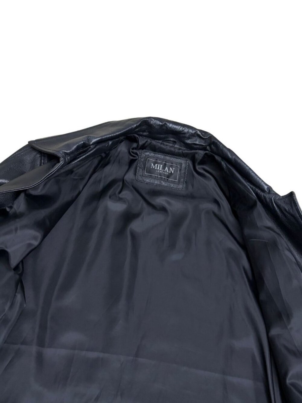 MILAN LEATHER Coat Vintage Y2K Business Casual Black Jacket Mens XL - Picture 5 of 7